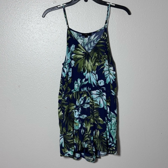 EM Women Blue /Green Summer floral romper size S - Picture 1 of 7
